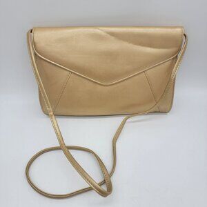 Vintage Bueno Bag Evening Crossbody Clutch Gold Faux‎ Leather Bag